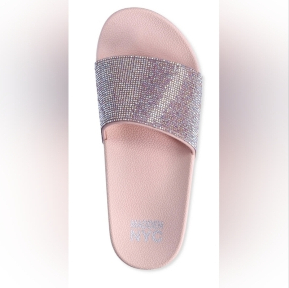 Madden NYC Women's Glitter Slide Sandals - Silver